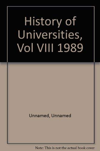 Book History Of Universities: Volume Viii 1989 (history Of Universities Series) free
