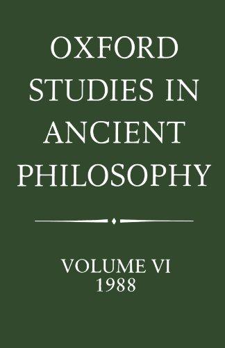 Book Oxford Studies In Ancient Philosophy: Volume Vi: 1988 free