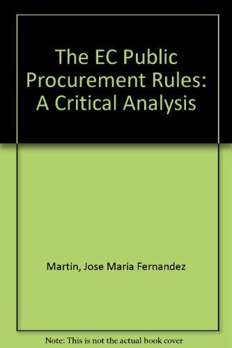 Book The EC Public Procurement Rules: A Critical Analysis free