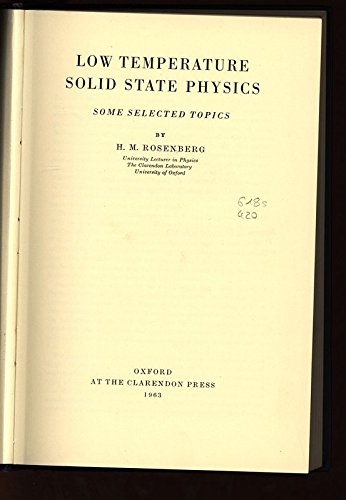 Book Low Temperature Solid State Physics: Some Selected Topics free