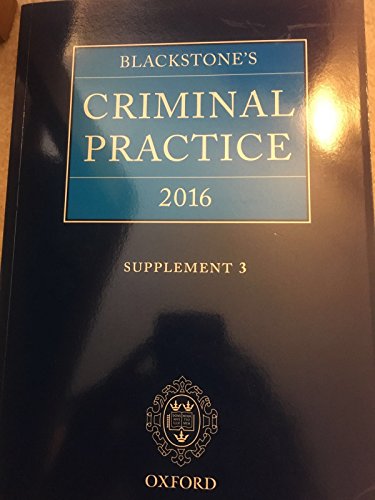Book Blackstones Criminal 2016 Supplement 3 free
