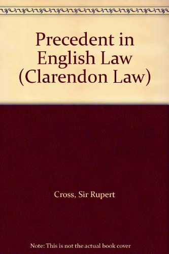 Book Precedent In English Law (clarendon Law Series) free
