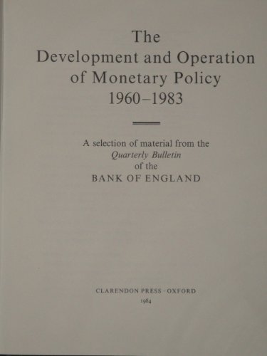 Book Development and Operation of Monetary Policy, 1960-1983 free