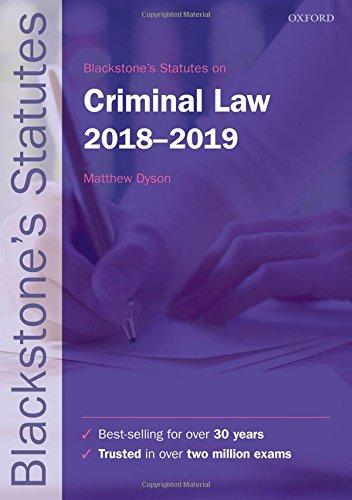 Book Blackstone's Statutes on Criminal Law 2018-2019 (Blackstone's Statute Series) free