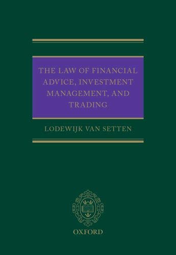 Book The Law of Financial Advice, Investment Management, and Trading free