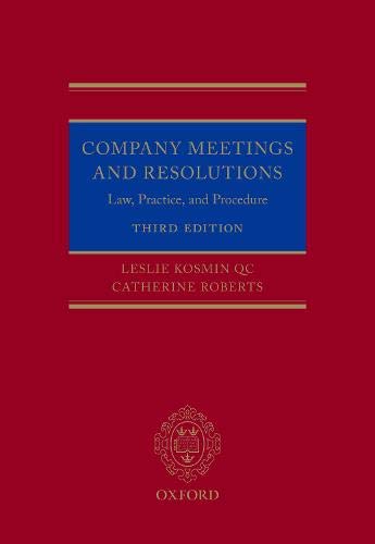 Book Company Meetings and Resolutions: Law, Practice, and Procedure free