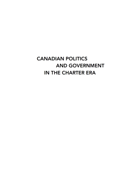 Book Canadian Politics and Government in the Charter Era free