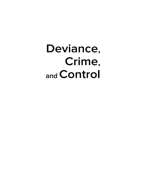 Book Deviance, Crime, and Control: Beyond the Straight and Narrow free