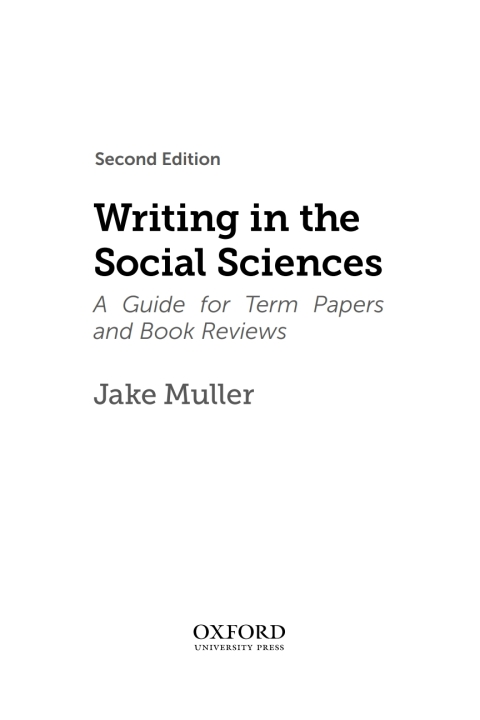 Book Writing in the Social Sciences: A Guide for Term Papers and Book Reviews free