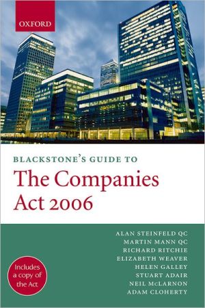 Book Blackstone's Guide to the Companies Act 2006 (Blackstone's Guides) free