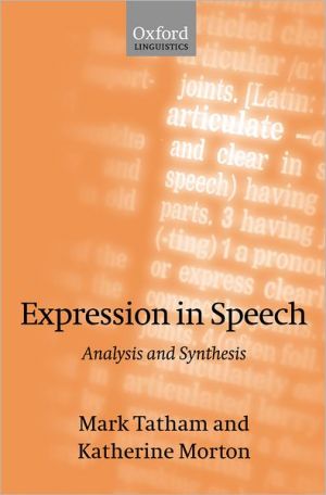 Book Expression In Speech: Analysis And Synthesis (oxford Linguistics) free