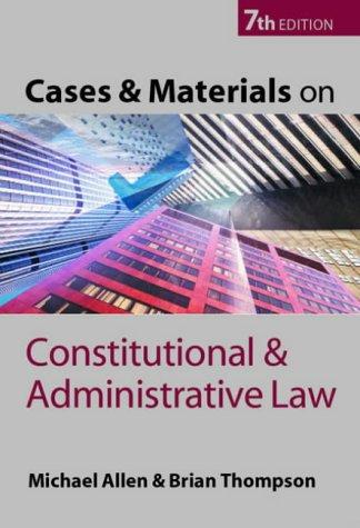 Book Cases and Materials on Constitutional and Administrative Law free
