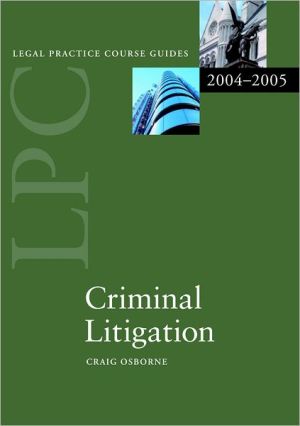 Book Criminal Litigation (legal Practice Course Guides) free