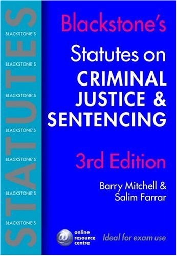 Book Blackstone's Statutes On Criminal Justice And Sentencing (blackstone's Statute Book Series) free