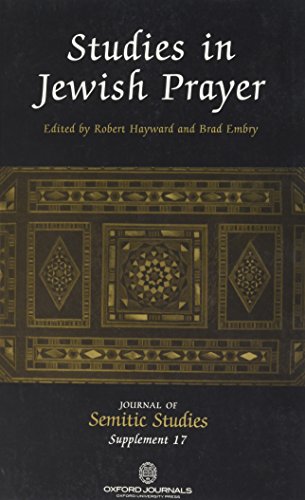 Book Studies In Jewish Prayer (journal Of Semitic Studies Supplement) free