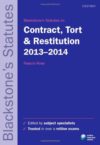 Book Blackstone's Statutes on Contract, Tort & Restitution 2013-2014 free