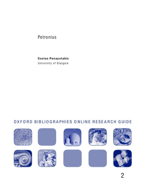 Book Petronius: Oxford Bibliographies Online Research Guide free