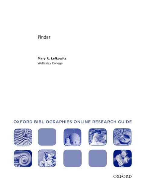 Book Pindar: Oxford Bibliographies Online Research Guide free