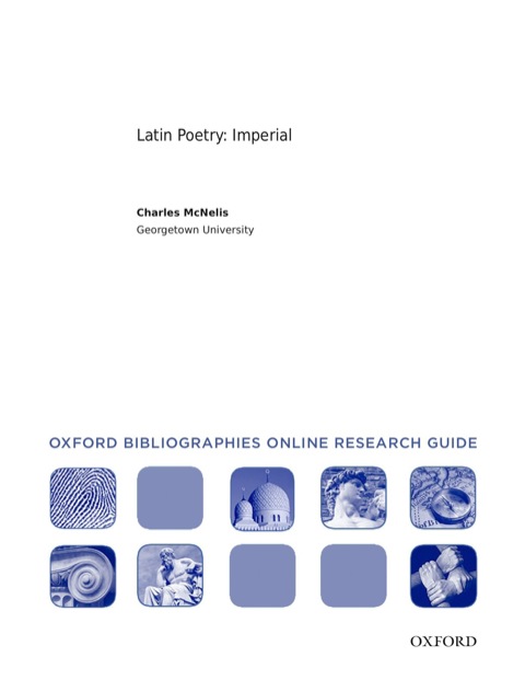 Book Latin Poetry: Imperial: Oxford Bibliographies Online Research Guide free
