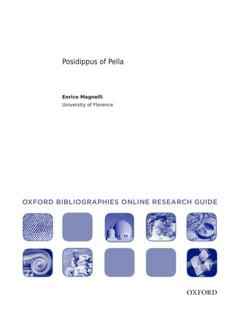 Book Posidippus of Pella: Oxford Bibliographies Online Research Guide free