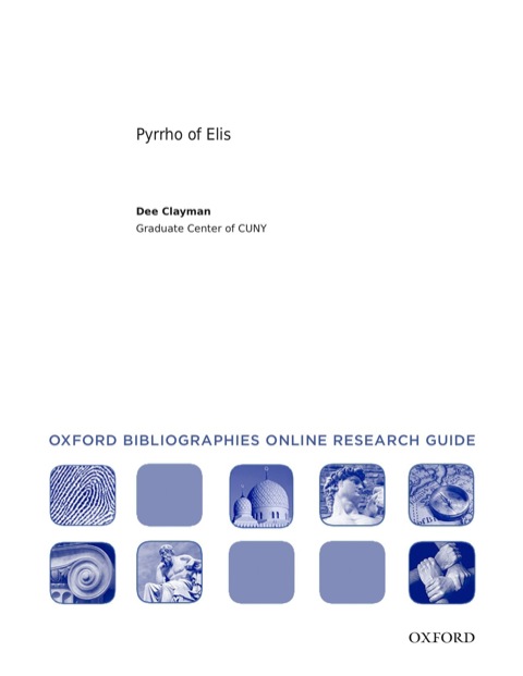 Book Pyrrho of Elis: Oxford Bibliographies Online Research Guide free