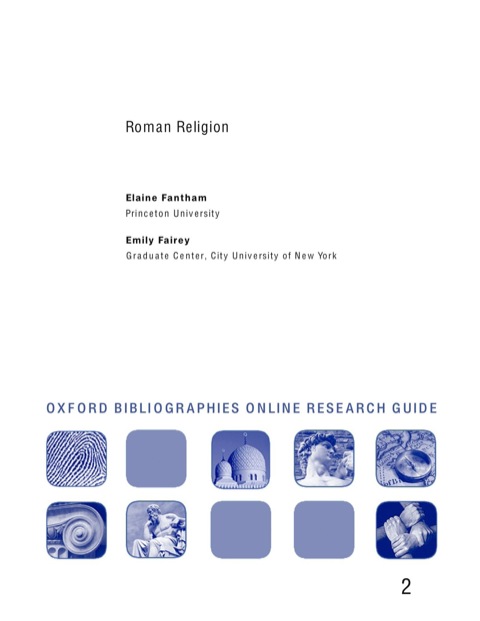 Book Roman Religion: Oxford Bibliographies Online Research Guide free