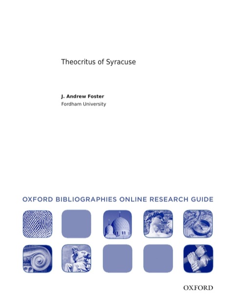 Book Theocritus of Syracuse: Oxford Bibliographies Online Research Guide free