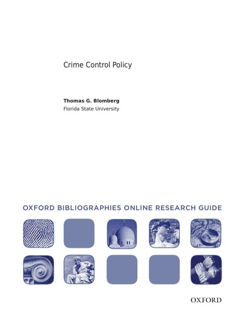 Book Crime Control Policy: Oxford Bibliographies Online Research Guide free