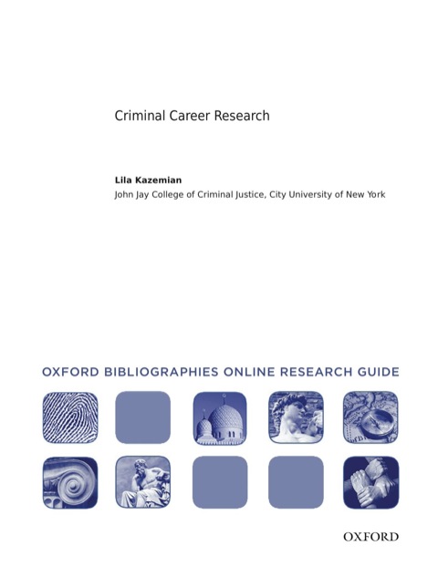 Book Criminal Career Research: Oxford Bibliographies Online Research Guide free