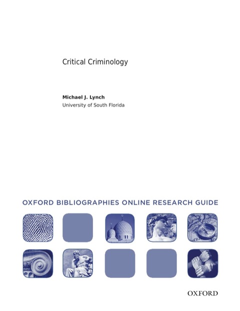 Book Critical Criminology: Oxford Bibliographies Online Research Guide free