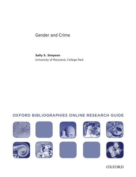 Book Gender and Crime: Oxford Bibliographies Online Research Guide free