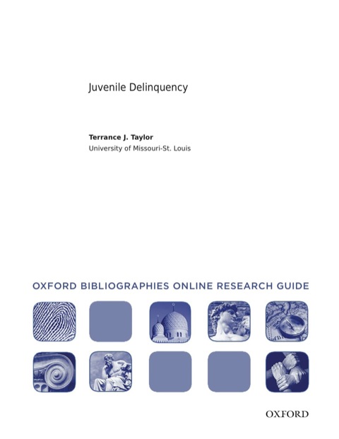 Book Juvenile Delinquency: Oxford Bibliographies Online Research Guide free