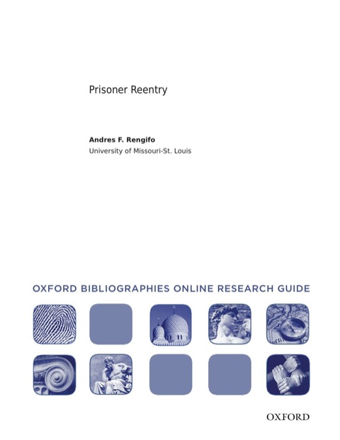 Book Prisoner Reentry: Oxford Bibliographies Online Research Guide free