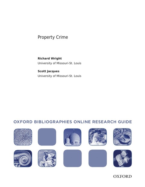 Book Property Crime: Oxford Bibliographies Online Research Guide free
