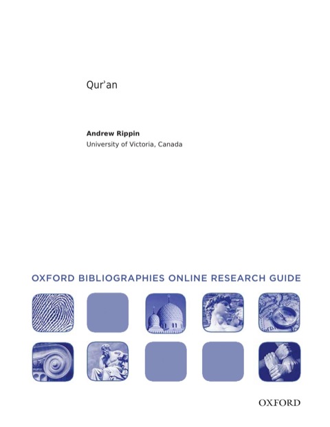 Book Qur'an: Oxford Bibliographies Online Research Guide free