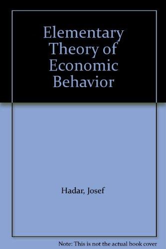 Book Elementary Theory Of Economic Behavior free