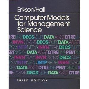 Book Computer Models for Management Science: IBM Compatible/Book and Disk free