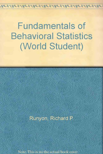 Book Fundamentals Of Behavioral Statistics (world Student) free