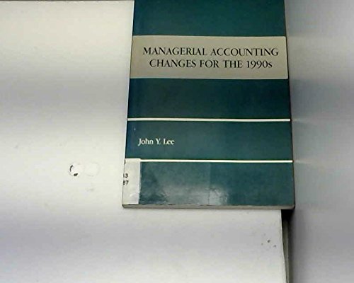 Book Managerial Accounting Changes For The 1990s free
