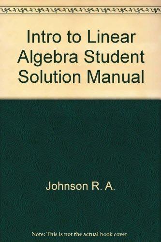 Book Intro to Linear Algebra Student Solution Manual free