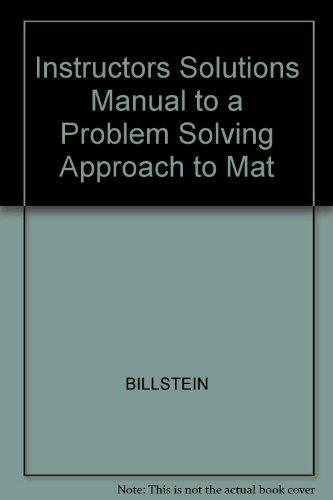 Book Instructors Solutions Manual To A Problem Solving Approach To Mat free