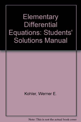 Book Elementary Differential Equations: Students' Solutions Manual free