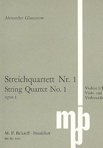 Book GLAZUNOV - Cuarteto nº 1 en Re Mayor Op.1 para Cuarteto de Cuerdas (Partitura) free