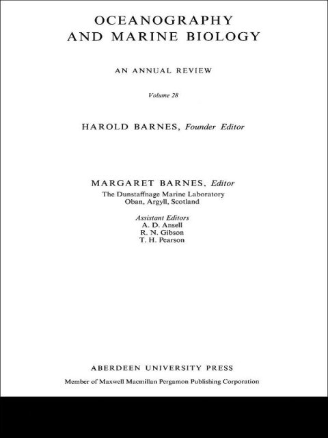 Book Oceanography And Marine Biology free
