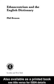 Book Ethnocentrism And The English Dictionary free