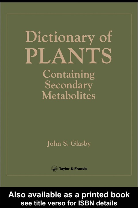 Book Directory Of Plants Containing Secondary Metabolites free