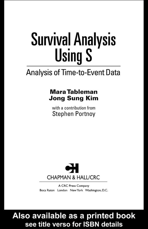 Book Survival Analysis Using S: Analysis of Time-to-Event Data free