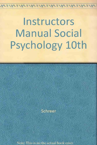 Book Instructors Manual Social Psychology 10th free
