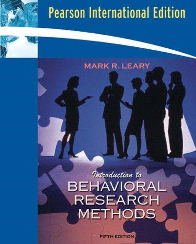 Book Introduction To Behavioral Research Methods free