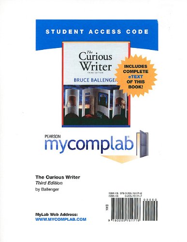 Book Mycomplab With Pearson Etext -- Standalone Access Card -- For The Curious Writer  (3rd Edition) (mycomplab (access Codes)) free